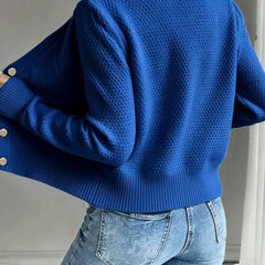 Women's Cropped Cardigan Cable-Knit Button-Front Long Sleeve Casual Layering