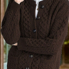 Women's Relaxed Cardigan Sweater Cable-Knit Button-Front Cozy Layering