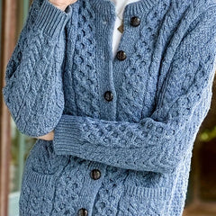 Women's Relaxed Cardigan Sweater Cable-Knit Button-Front Cozy Layering