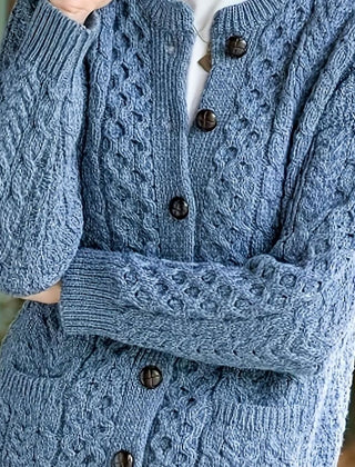 Women's Relaxed Cardigan Sweater Cable-Knit Button-Front Cozy Layering