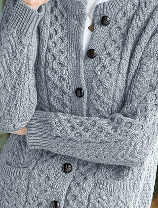 Women's Relaxed Cardigan Sweater Cable-Knit Button-Front Cozy Layering