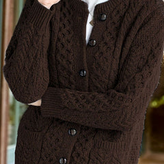 Women's Relaxed Cardigan Sweater Cable-Knit Button-Front Cozy Layering