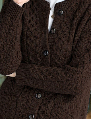 Women's Relaxed Cardigan Sweater Cable-Knit Button-Front Cozy Layering