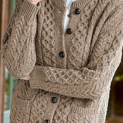 Women's Relaxed Cardigan Sweater Cable-Knit Button-Front Cozy Layering