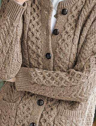 Women's Relaxed Cardigan Sweater Cable-Knit Button-Front Cozy Layering
