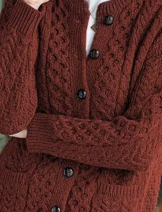 Women's Relaxed Cardigan Sweater Cable-Knit Button-Front Cozy Layering