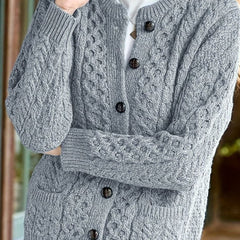Women's Relaxed Cardigan Sweater Cable-Knit Button-Front Cozy Layering