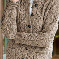 Women's Relaxed Cardigan Sweater Cable-Knit Button-Front Cozy Layering