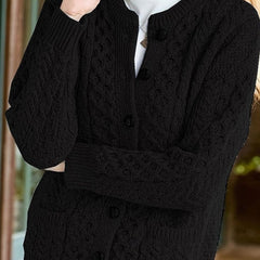 Women's Relaxed Cardigan Sweater Cable-Knit Button-Front Cozy Layering