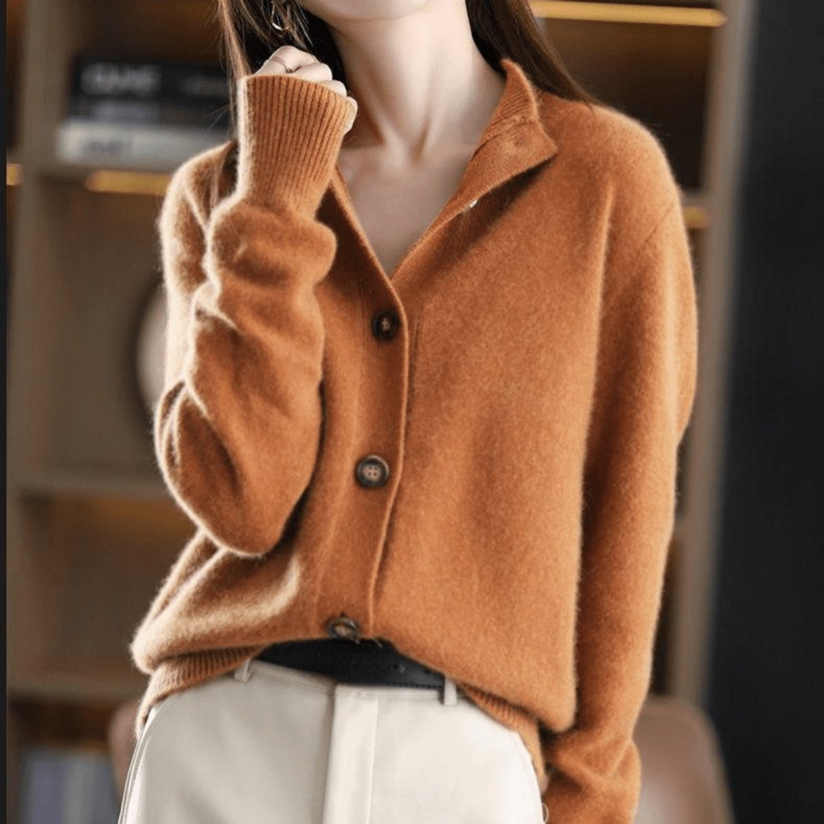Women's Button-Front Knit Cardigan Long Sleeve Relaxed Fit Casual Everyday