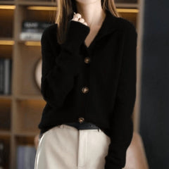 Women's Button-Front Knit Cardigan Long Sleeve Relaxed Fit Casual Everyday