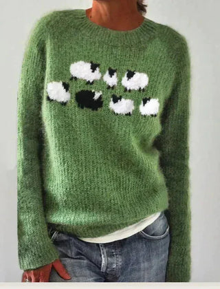 Women's Striped Knit Sweater Relaxed Fit Long Sleeve Crew Neck Casual Everyday