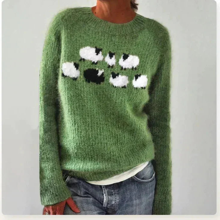 Women's Striped Knit Sweater Relaxed Fit Long Sleeve Crew Neck Casual Everyday