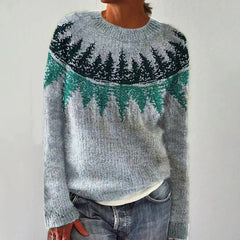 Women's Striped Knit Sweater Relaxed Fit Long Sleeve Crew Neck Casual Everyday