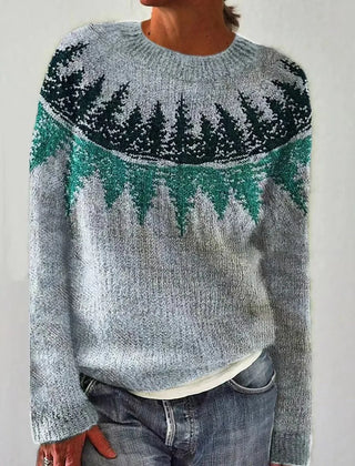 Women's Striped Knit Sweater Relaxed Fit Long Sleeve Crew Neck Casual Everyday