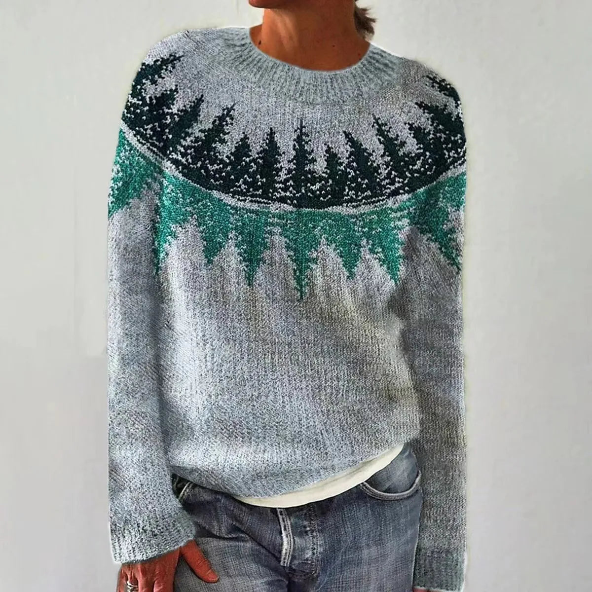 Women's Striped Knit Sweater Relaxed Fit Long Sleeve Crew Neck Casual Everyday