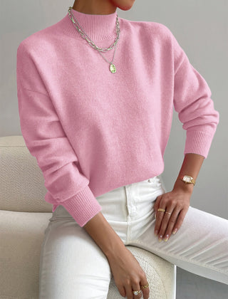 Women's Chic Turtleneck Knit Sweater Long Sleeve Fitted Casual Everyday
