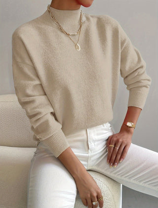 Women's Chic Turtleneck Knit Sweater Long Sleeve Fitted Casual Everyday