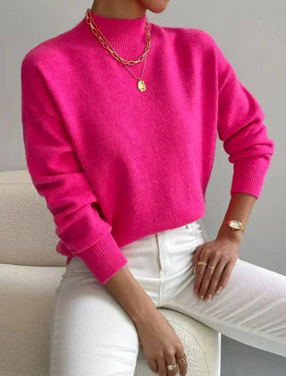Women's Chic Turtleneck Knit Sweater Long Sleeve Fitted Casual Everyday