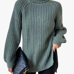 Women's Chunky Knit Turtleneck Sweater Relaxed Fit Long Sleeve Cozy Casual