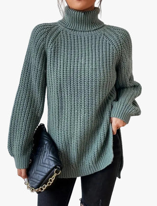 Women's Chunky Knit Turtleneck Sweater Relaxed Fit Long Sleeve Cozy Casual
