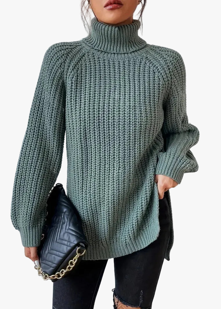 Women's Chunky Knit Turtleneck Sweater Relaxed Fit Long Sleeve Cozy Casual