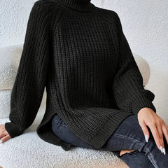 Women's Chunky Knit Turtleneck Sweater Relaxed Fit Long Sleeve Cozy Casual