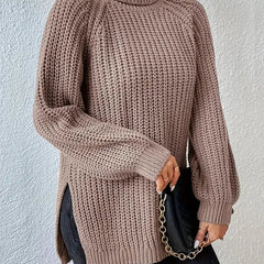 Women's Chunky Knit Turtleneck Sweater Relaxed Fit Long Sleeve Cozy Casual