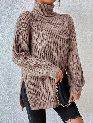 Women's Chunky Knit Turtleneck Sweater Relaxed Fit Long Sleeve Cozy Casual