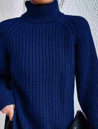 Women's Chunky Knit Turtleneck Sweater Relaxed Fit Long Sleeve Cozy Casual