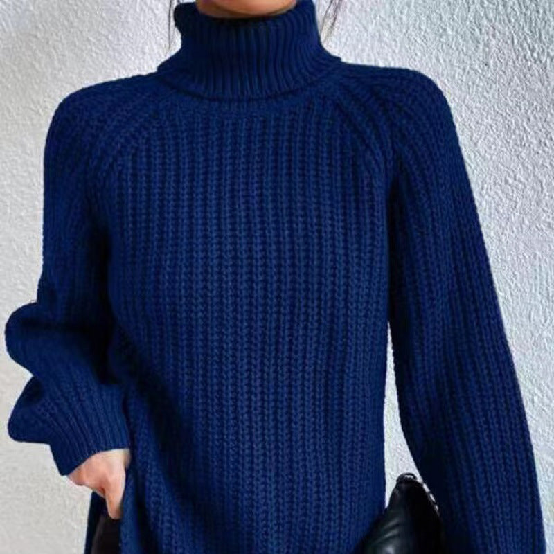 Women's Chunky Knit Turtleneck Sweater Relaxed Fit Long Sleeve Cozy Casual