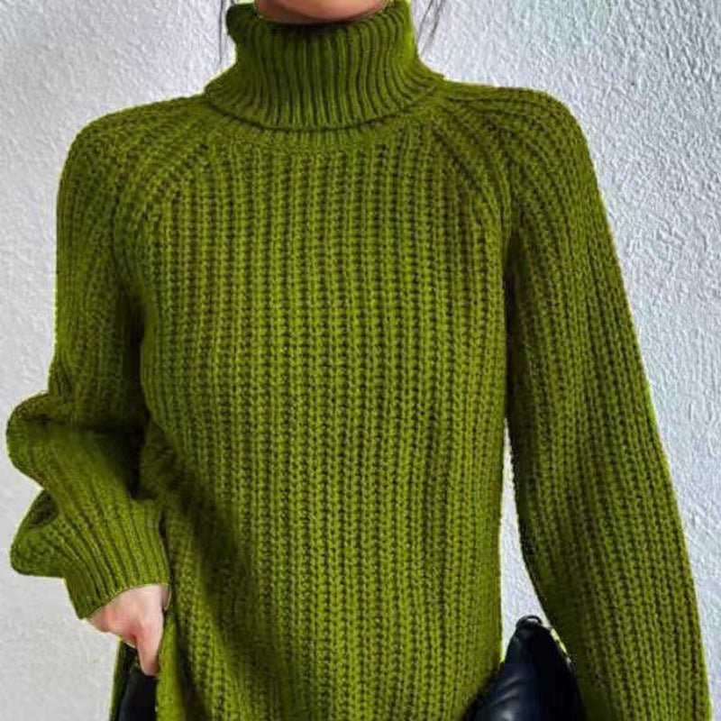 Women's Chunky Knit Turtleneck Sweater Relaxed Fit Long Sleeve Cozy Casual