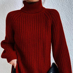Women's Chunky Knit Turtleneck Sweater Relaxed Fit Long Sleeve Cozy Casual