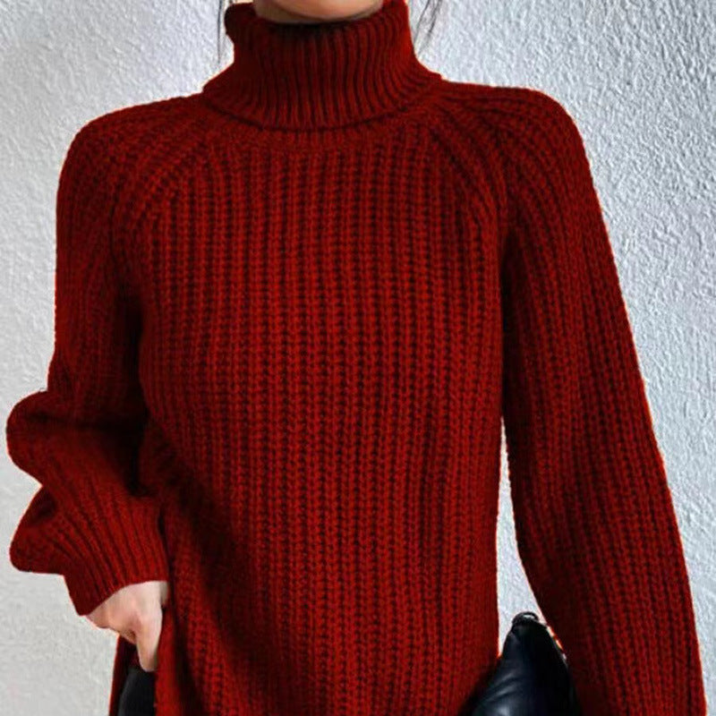 Women's Chunky Knit Turtleneck Sweater Relaxed Fit Long Sleeve Cozy Casual