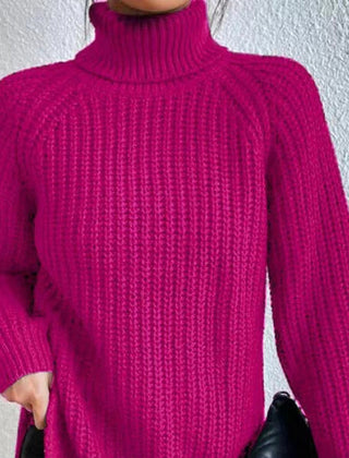 Women's Chunky Knit Turtleneck Sweater Relaxed Fit Long Sleeve Cozy Casual