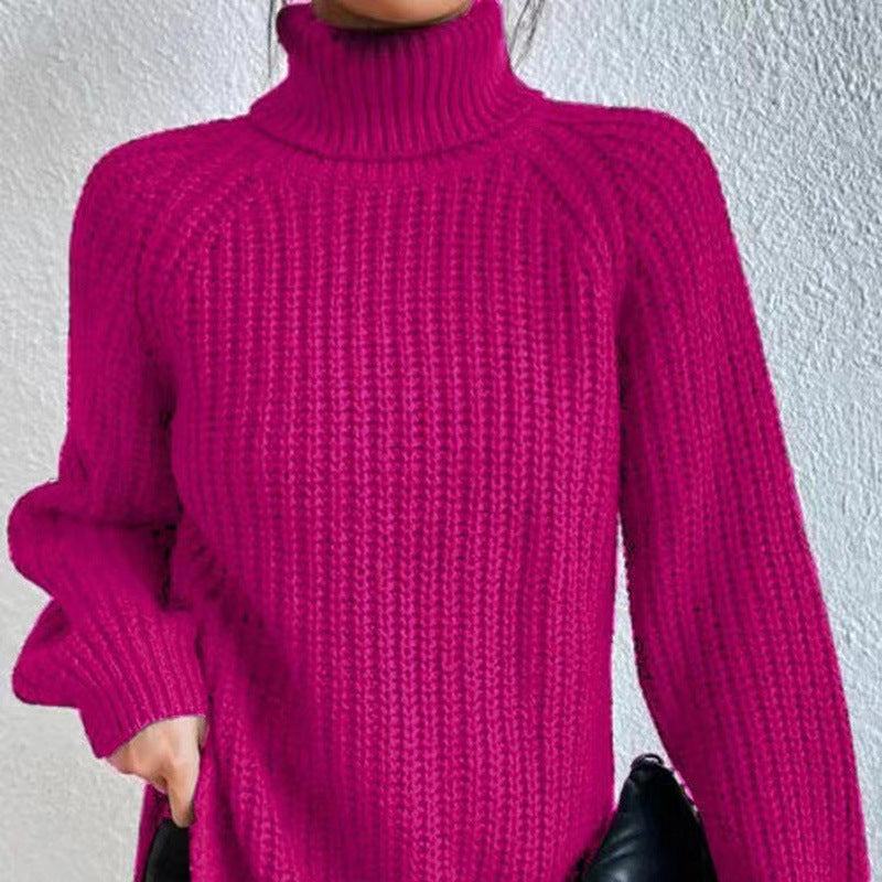 Women's Chunky Knit Turtleneck Sweater Relaxed Fit Long Sleeve Cozy Casual
