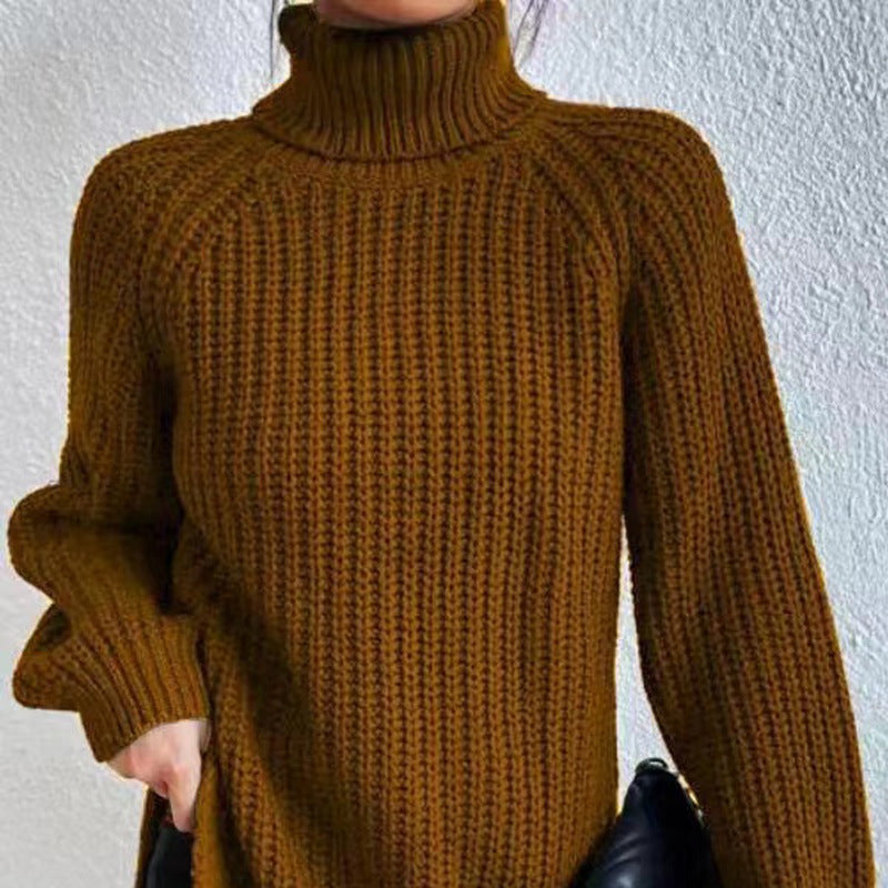 Women's Chunky Knit Turtleneck Sweater Relaxed Fit Long Sleeve Cozy Casual