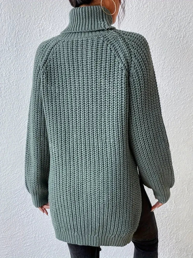 Women's Chunky Knit Turtleneck Sweater Relaxed Fit Long Sleeve Cozy Casual