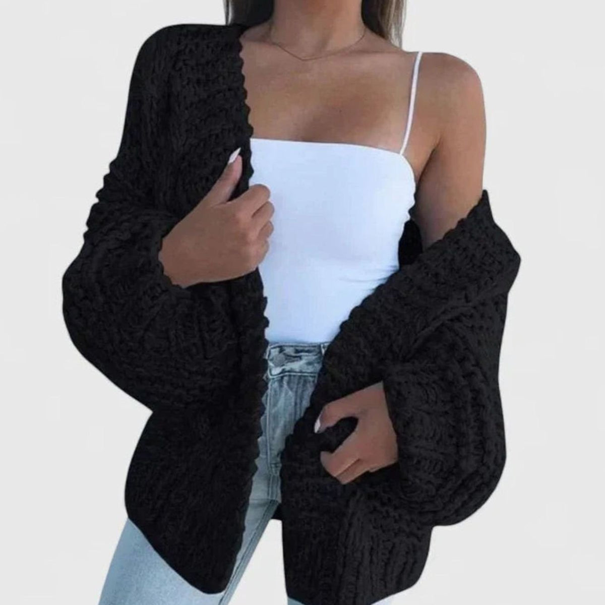 Women's Oversized Chunky Knit Cardigan Sweater Open-Front Cozy Layering
