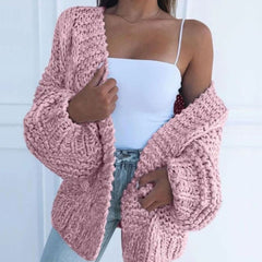 Women's Oversized Chunky Knit Cardigan Sweater Open-Front Cozy Layering