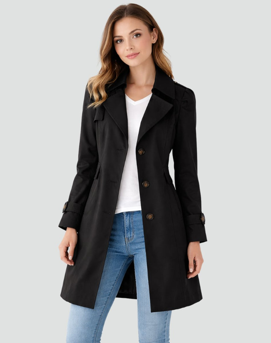 Women's Classic Double-Breasted Trench Coat Mid-Length Stylish Layering