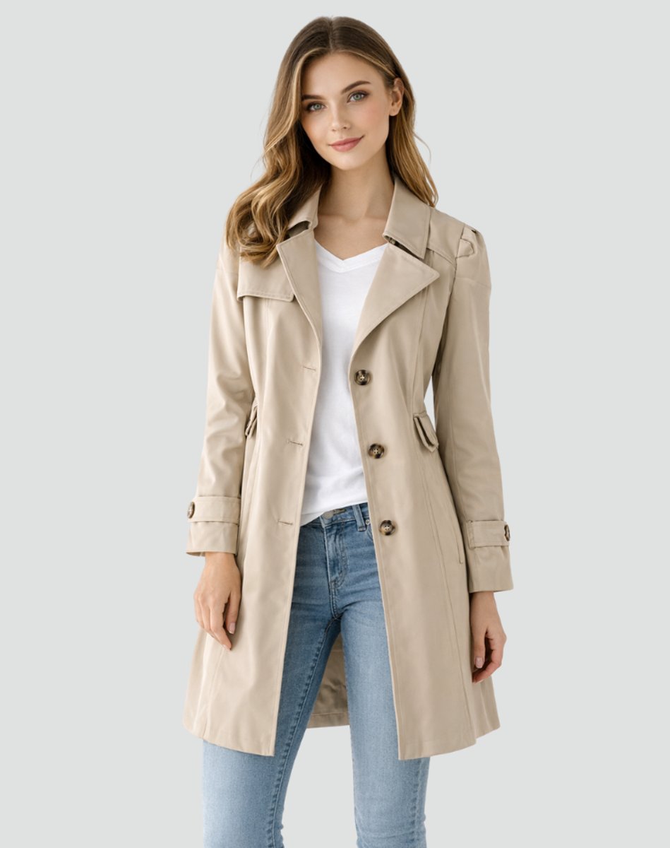 Women's Classic Double-Breasted Trench Coat Mid-Length Stylish Layering