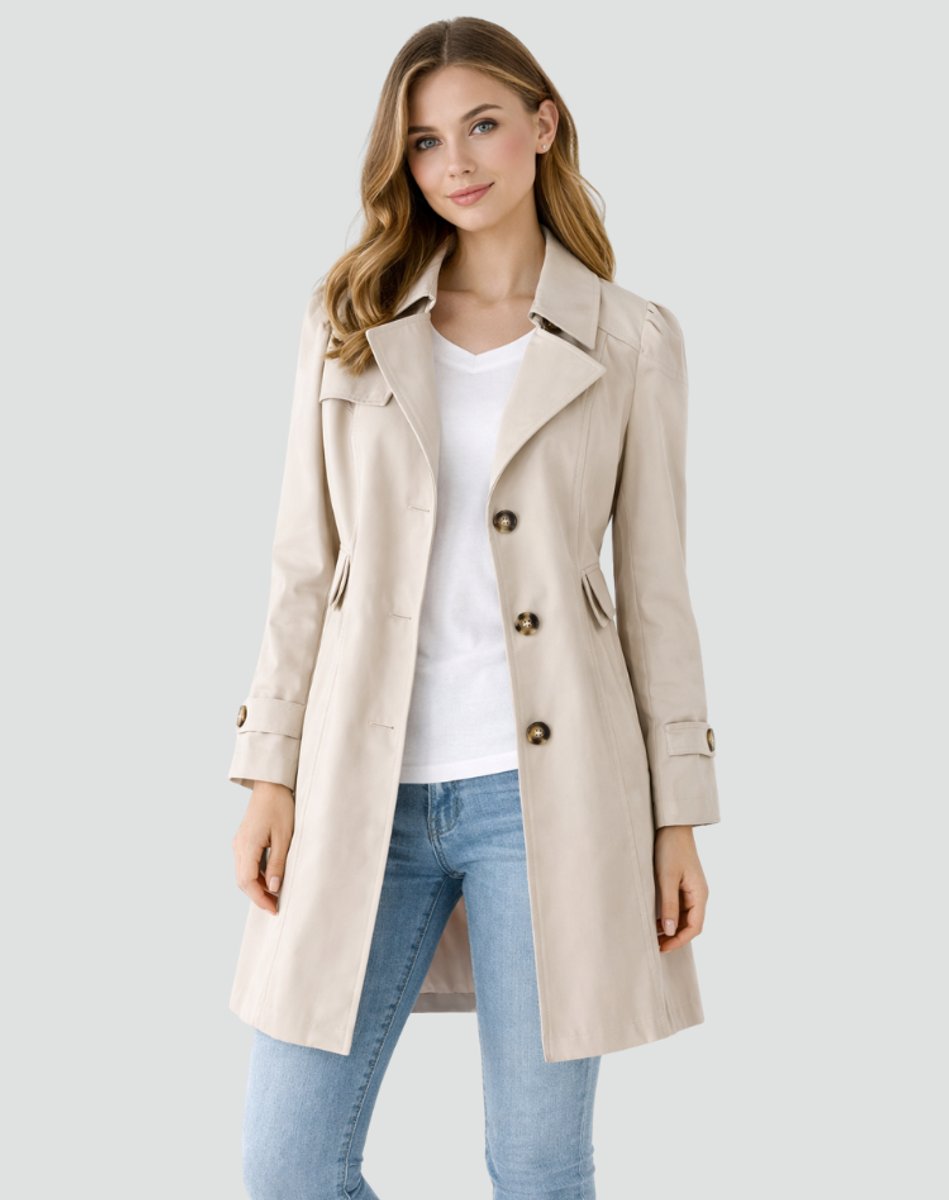 Women's Classic Double-Breasted Trench Coat Mid-Length Stylish Layering
