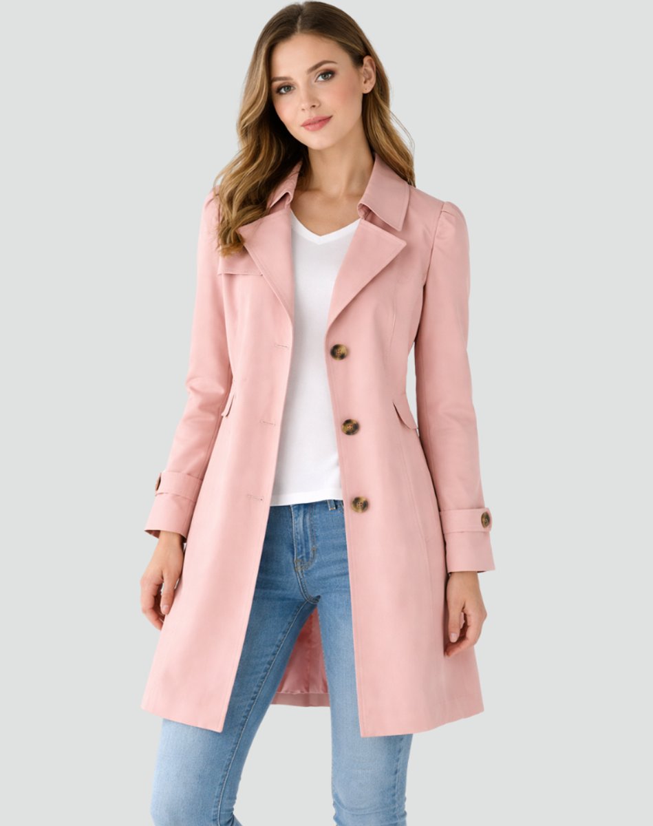 Women's Classic Double-Breasted Trench Coat Mid-Length Stylish Layering