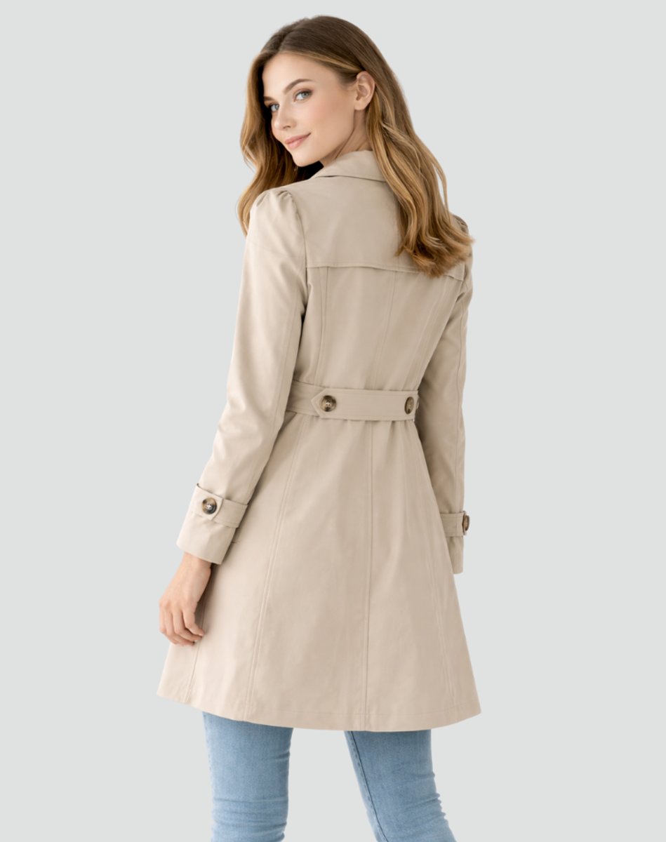 Women's Classic Double-Breasted Trench Coat Mid-Length Stylish Layering