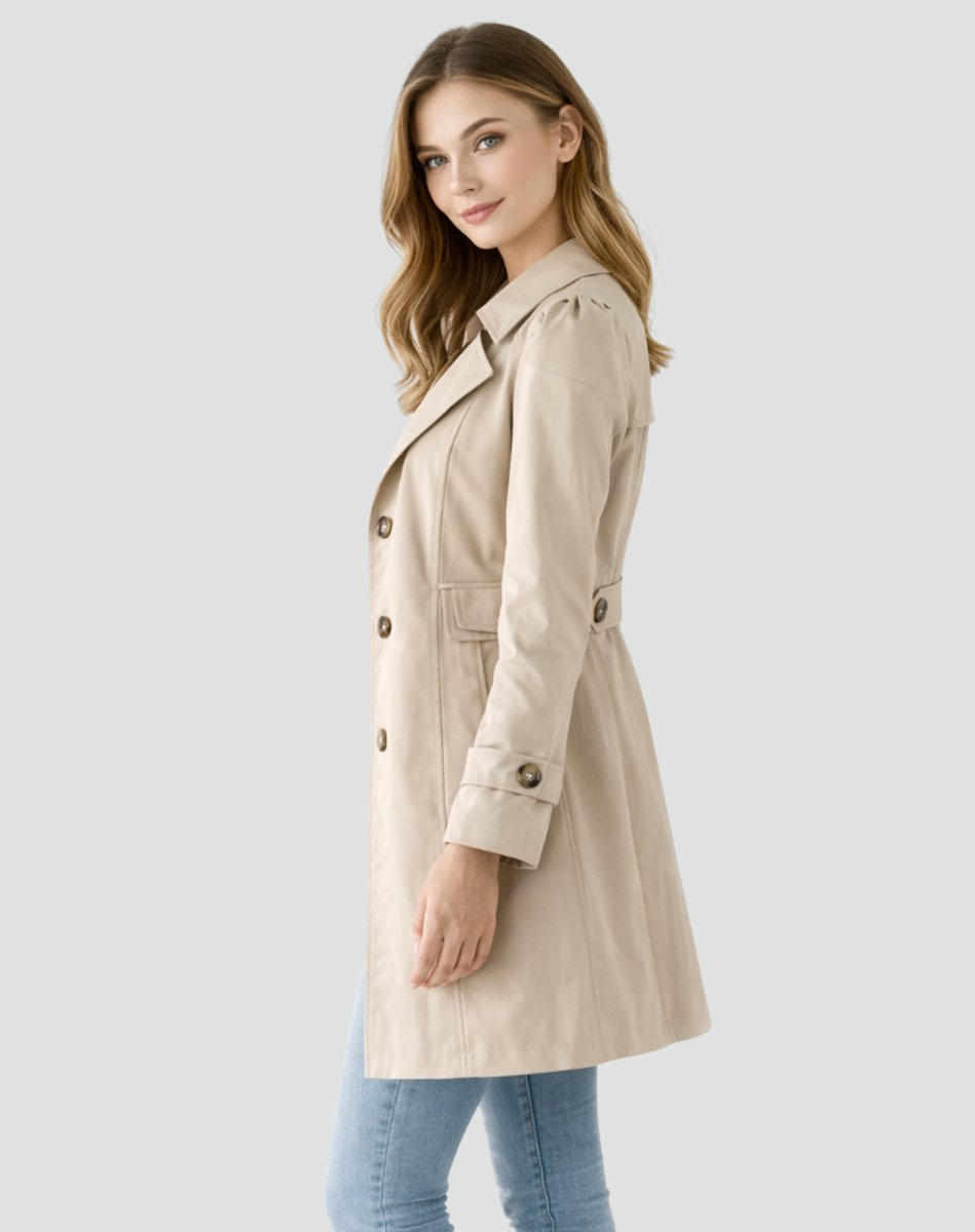 Women's Classic Double-Breasted Trench Coat Mid-Length Stylish Layering