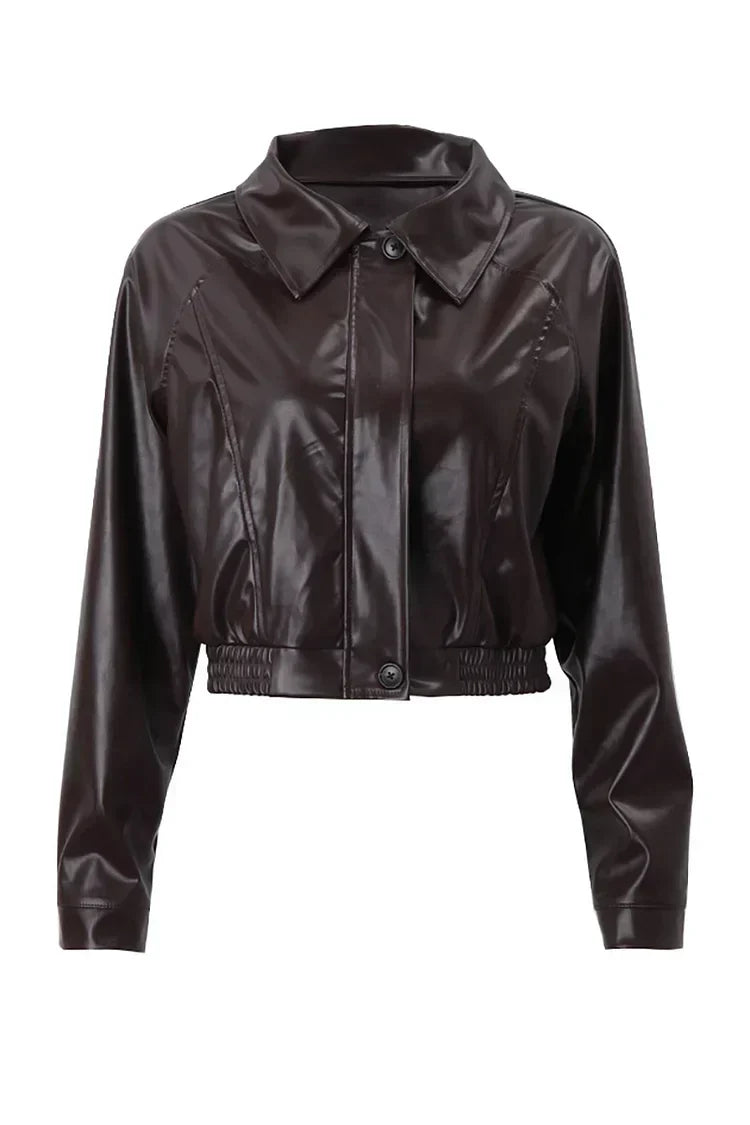 Women's Chic Cropped Jacket Zip-Up Biker Style Modern Casual Everyday