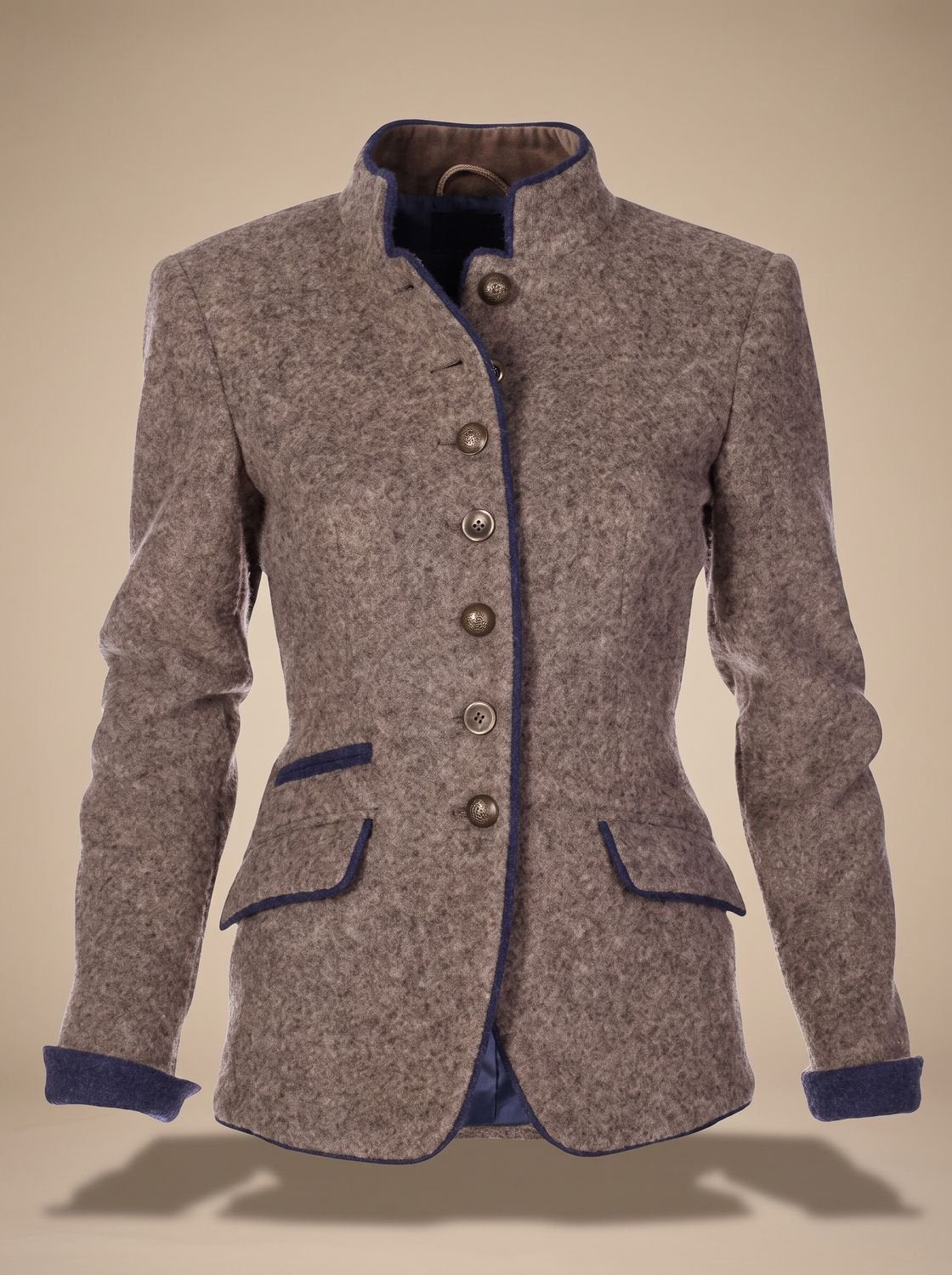 Women's Elegant Blazer Cardigan Stand-Collar Button-Front Stylish Layering