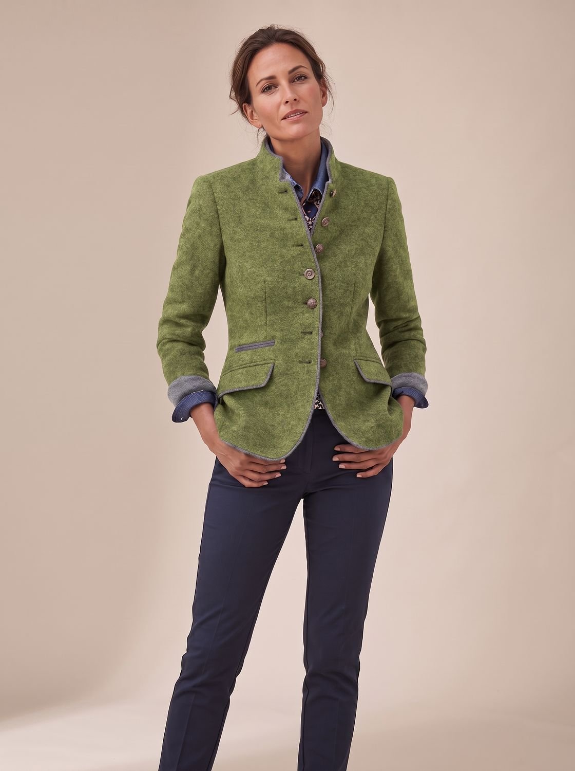 Women's Elegant Blazer Cardigan Stand-Collar Button-Front Stylish Layering