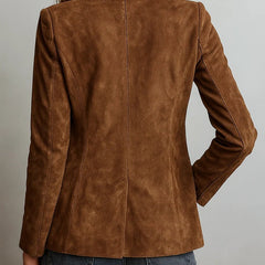 Women's Tailored Blazer Single-Breasted Faux Suede Stylish Layering